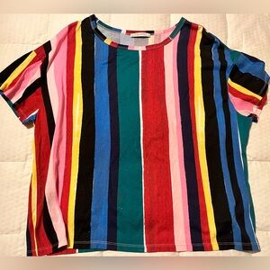 Zara Multicolor Striped Women’s Cotton Tee Large